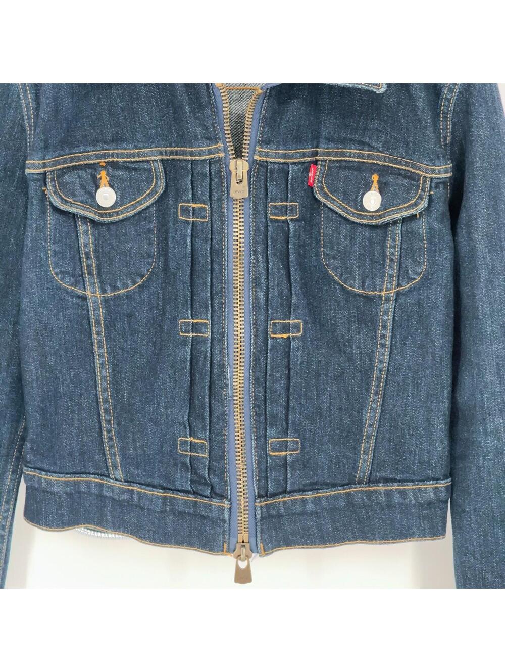 Vintage 90's LEVI'S Blue Denim Full Zip Cropped Jean Jacket Women's Medium Jr - Picture 4 of 7